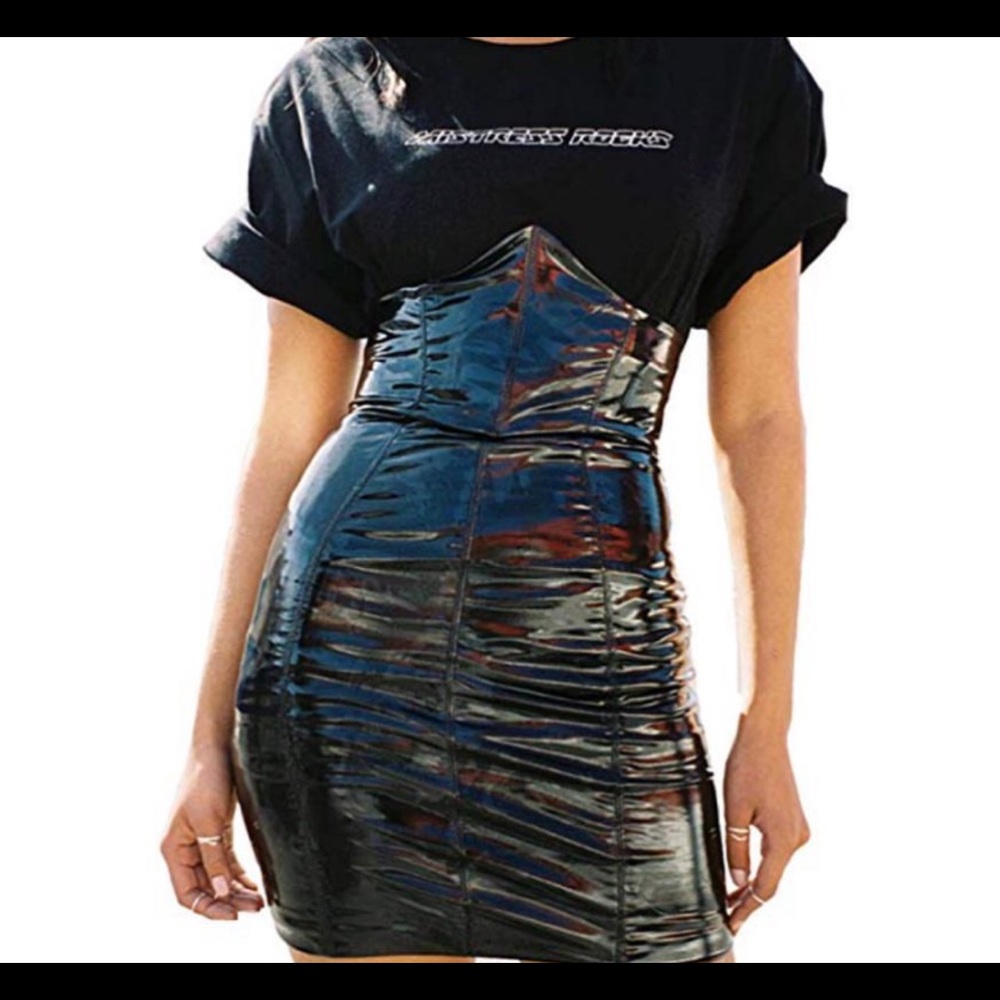 High Waist Patent Leather Skirt